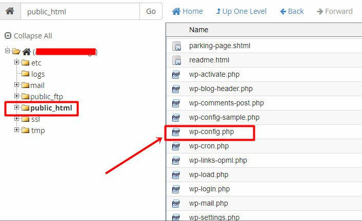 Tìm file wp-config.php