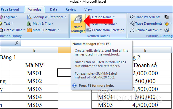 Cách đặt tên cho ô hoặc vùng dữ liệu Excel - Ảnh minh hoạ 7