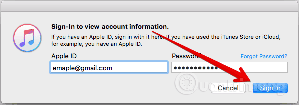 Nhập mật khẩu Apple ID