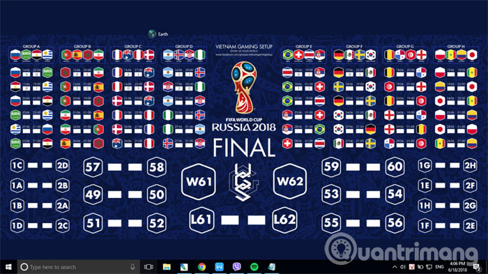 Màn hình kết quả World Cup 2018 