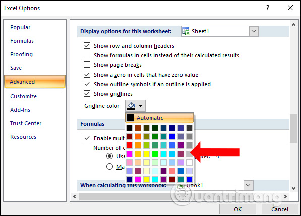 Cách thay đổi màu sắc đường kẻ bảng tính trong Excel - Ảnh minh hoạ 2