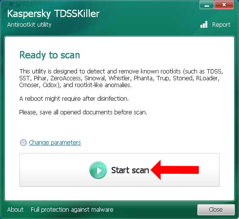 Quét máy tính bằng Kaspersky TDSSKiller