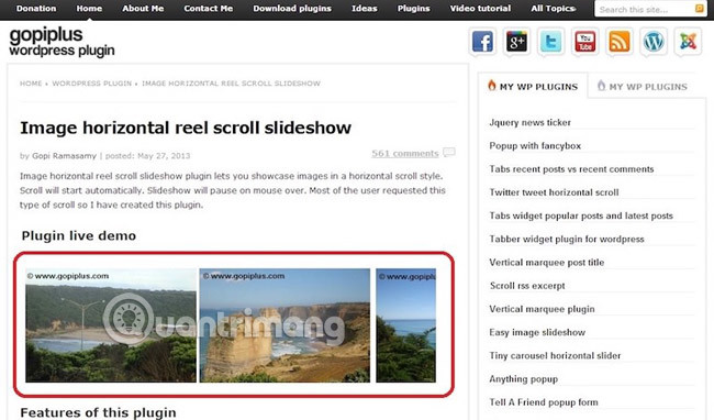 Image hirizontal reel scroll slideshow