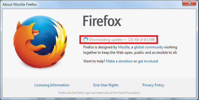 Firefox tự động tải về bản cập nhật mới nhất