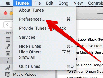 Vào Preferences trên iTunes của Mac