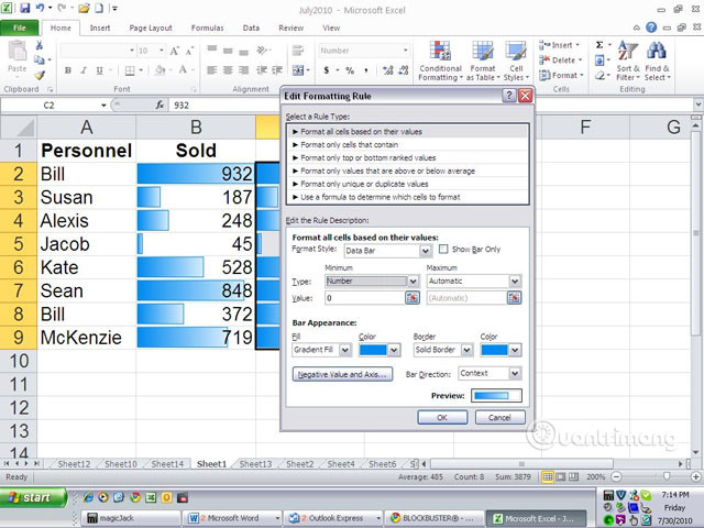 Cách tạo Progress bar bằng định dạng có điều kiện trong Excel 2013, 2010 và 2007 - Ảnh minh hoạ 11
