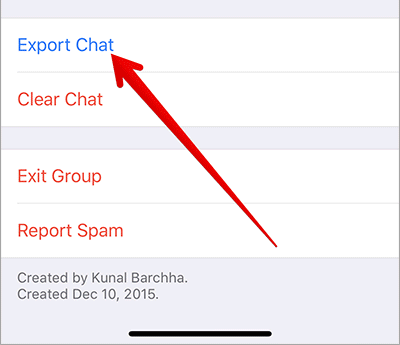 Chọn Export chat