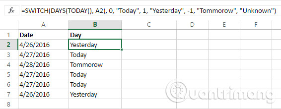 Cách sử dụng hàm SWITCH trong Excel 2016 - Ảnh minh hoạ 5