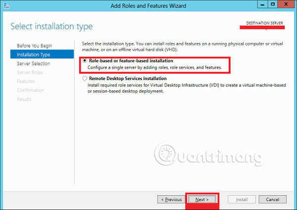 Role-basd or feature-based installation 