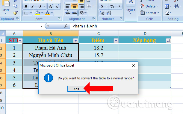 Cách xóa định dạng bảng trong Excel - Ảnh minh hoạ 2