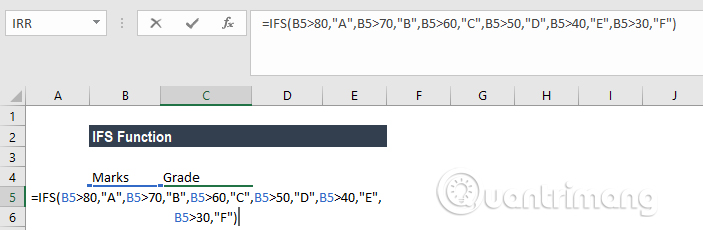 Cách sử dụng hàm IFS trên Excel 2016