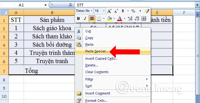 Cách xóa công thức, giữ nguyên giá trị trong Excel