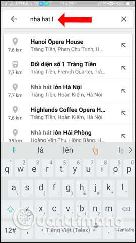 Nhập điểm đến Google Maps 