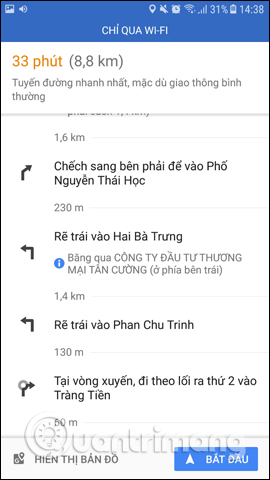 Vị trí rẽ phải, trái, đi thẳng rõ ràng