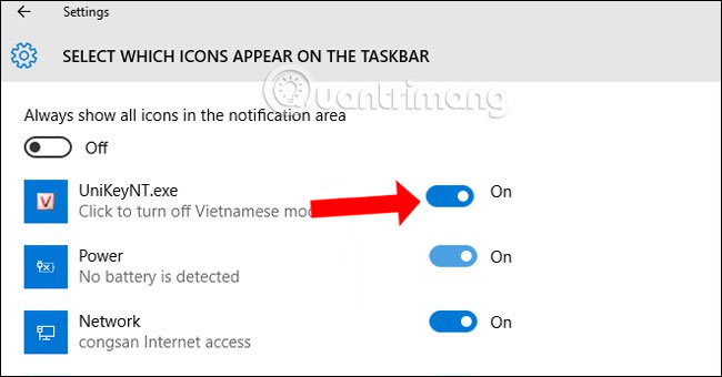 Mất biểu tượng Unikey dưới Taskbar 