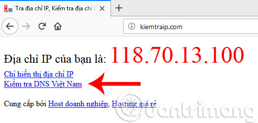 Chọn mục Kiểm tra DNS Việt Nam