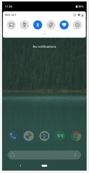 Quick Settings ở chế độ thường