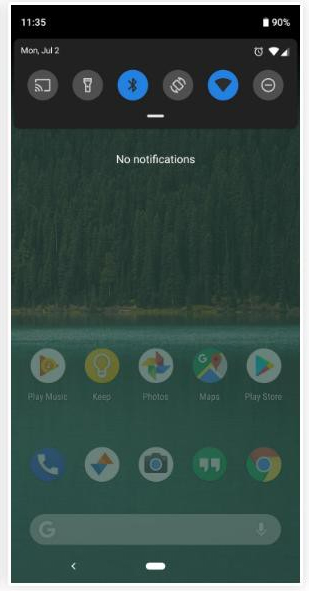 Quick Settings ở chế độ Dark Mode