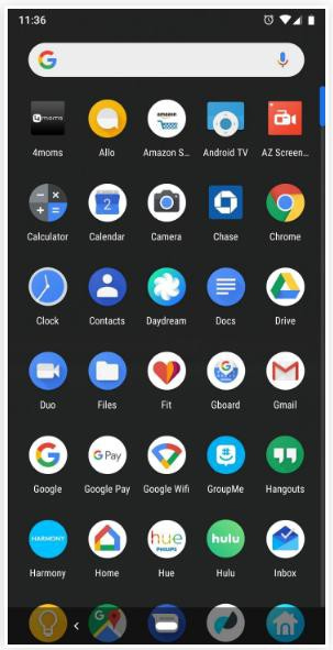 App Drawer ở chế độ Dark Mode