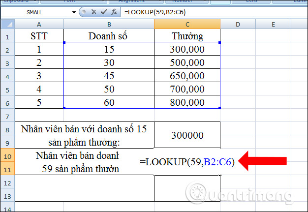Cách dùng hàm Lookup trong Excel - Ảnh minh hoạ 9