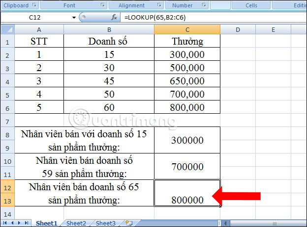 Cách dùng hàm Lookup trong Excel - Ảnh minh hoạ 11